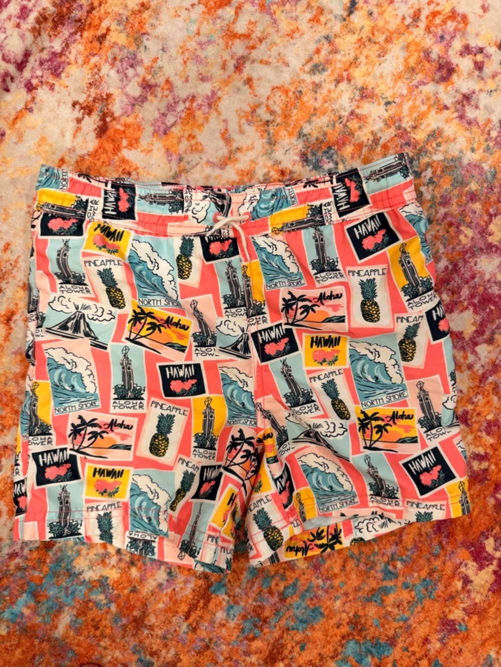 Janie and Jack Boys Swim Trunks Size 7 Hawaiian Print Aloha Pineapple Beach